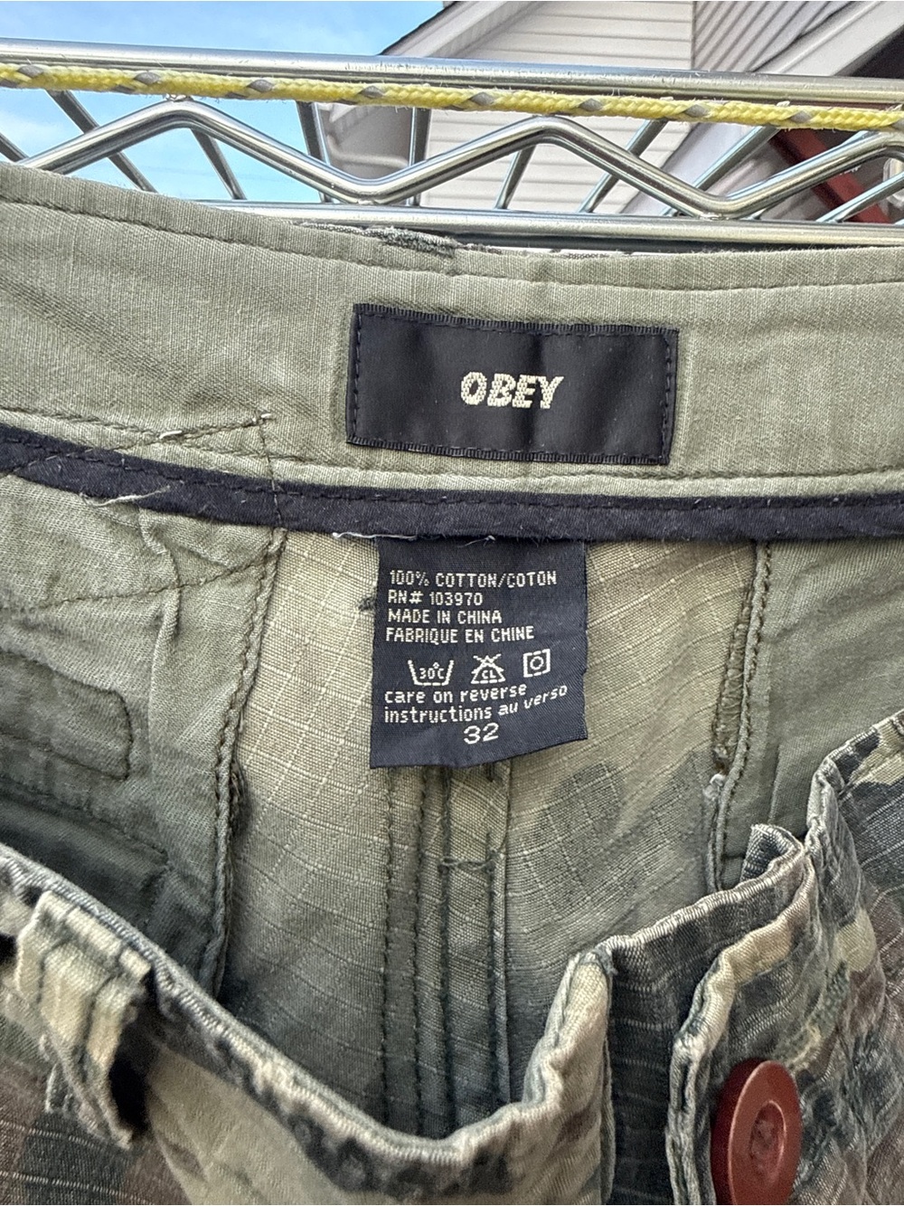 Obey Charged Ripstop Camo Cargo Shorts Military Utility Size 32